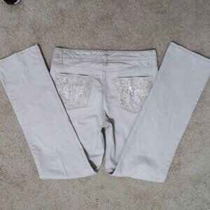 Women's NINE WEST JEANS Rosemary Straight Leg Bling Pockets Size 8